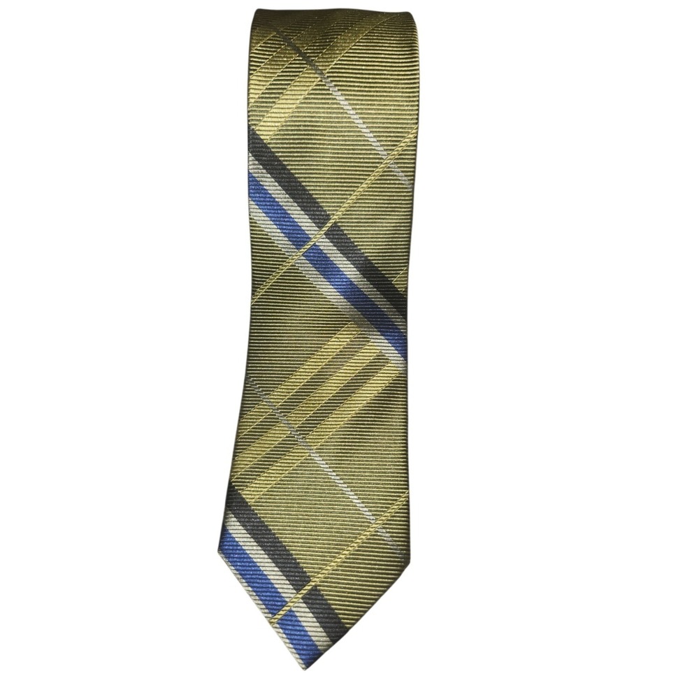 Rooster Tie Men's Neckwear‎ Blue/Gold Lattice Pattern